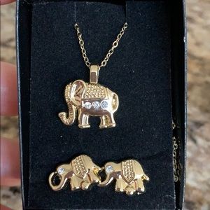 Elephant necklace and earrings